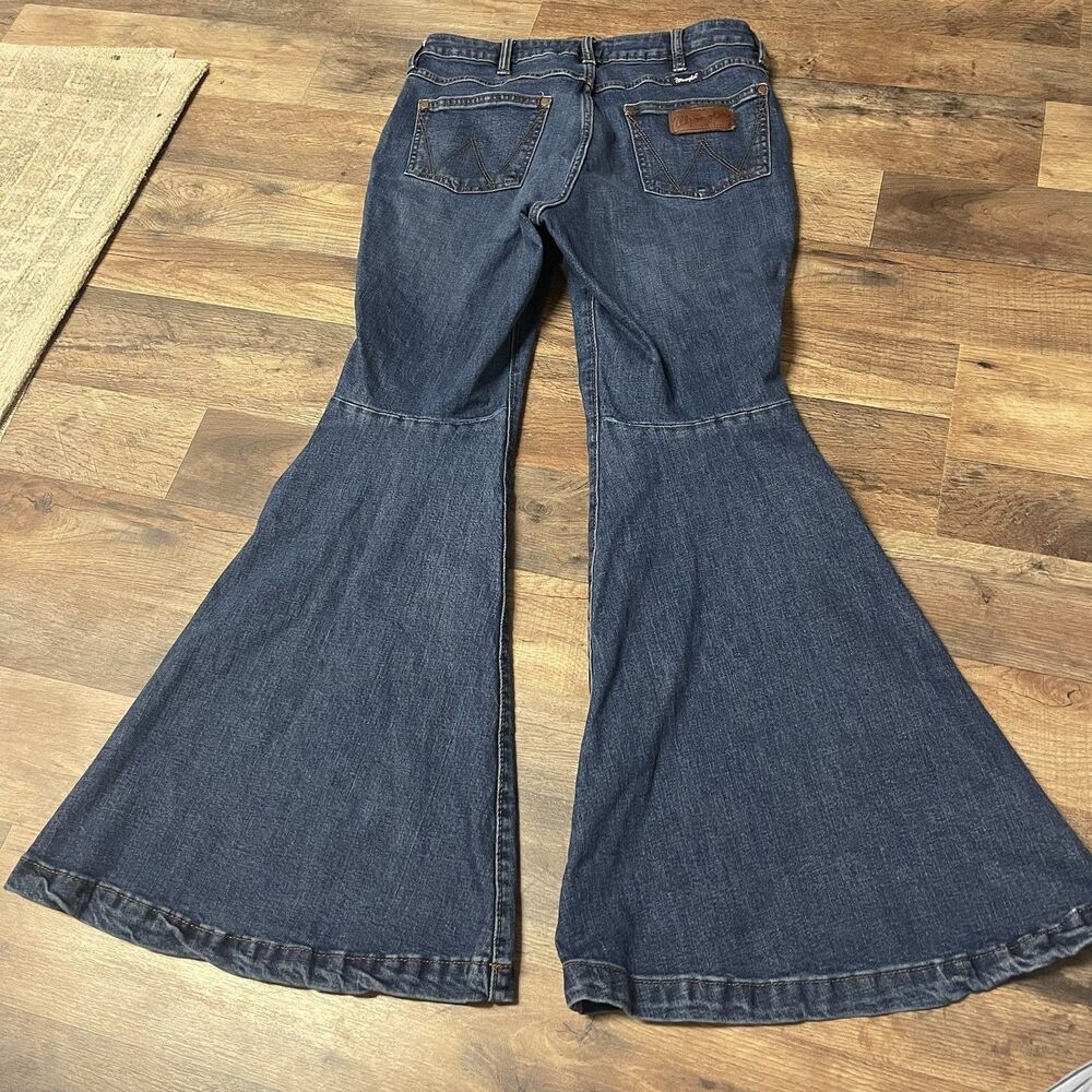 Wrangler Retro Womens Jeans Size 29 High Rise Trumpet Flare Bailey Blue Rodeo - Picture 7 of 9